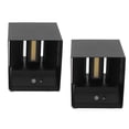 thumbnail image 4 of Juego de 2 lámparas de pared LED de 6 W con base magnética, sensor de movimiento, cuadradas, iluminación blanca cálida, apliques de pared para pasillo interior, color negro., 4 of 14
