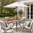thumbnail image 4 of Round Outdoor Tablecloth with Umbrella Hole and Zipper, Orange Grey Ombre Fitted Table Cover with Elastic Edge for 31-35 Inch, Modern Geometric Abstract Aesthetics Cream Waterproof Patio Tablecoths, 4 of 9