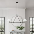 thumbnail image 2 of Modern 2-Light Kitchen Island Lighting 46.45 inch Matte Black Linear Chandelier with Fabric Shade Classic Farmhouse Pendant Lights Over Table for Dining Room Bar E12, 2 of 7