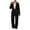 #01 Black, variant on KTFgvq Women's 2 Piece Casual Sweatsuit Set, Ribbed Knit Cropped Zip Up Hoodie, Macthing Wide Leg Pants, Casual Fall Tracksuit, L