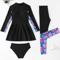 thumbnail image 2 of YDFCWXW Swimsuit for Girls Long Sleeve Burkini Full Body Swimwear Rash Guard Teens Modest Bathing Suit (Black, 8-9 Years), 2 of 6