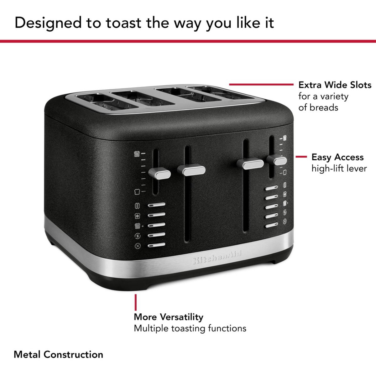 KitchenAid 4 Slice Metal Toaster | Cast Iron Black