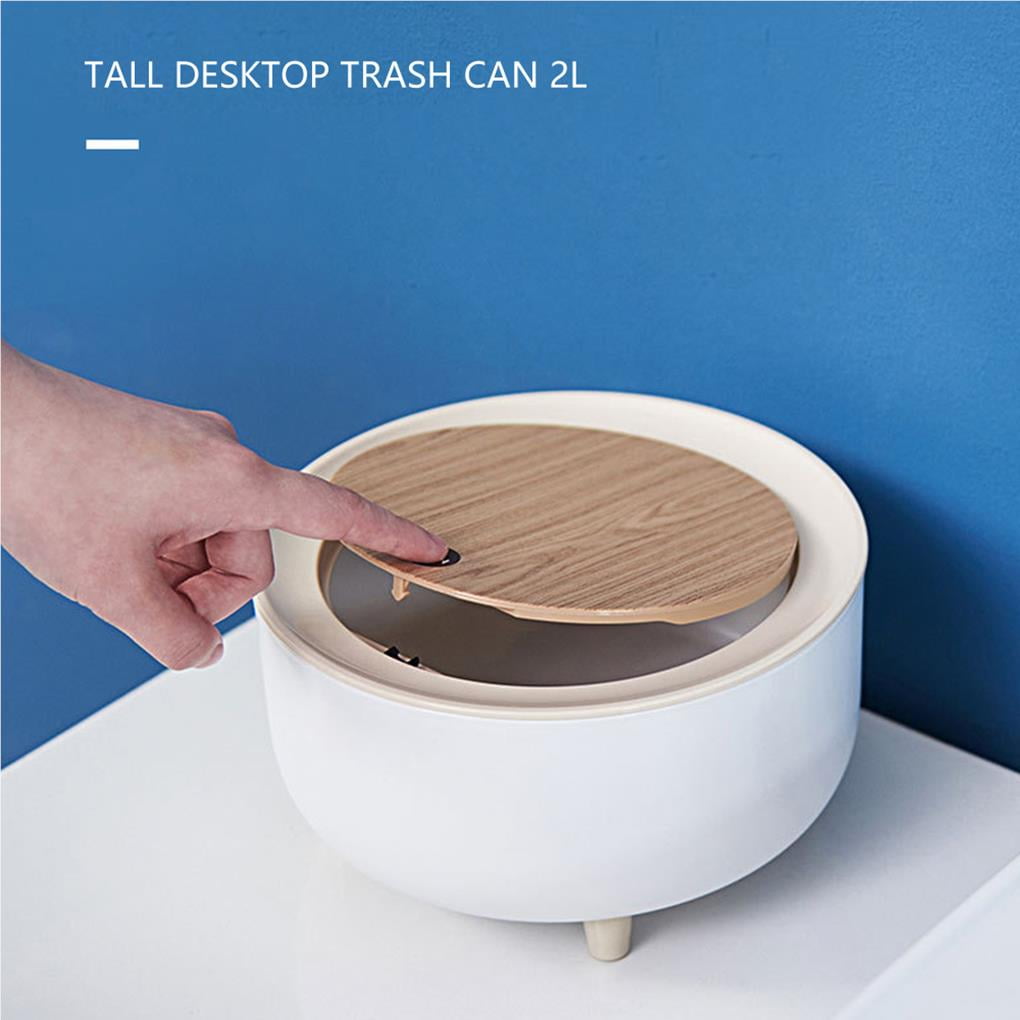 JapaneseStyle Mini Desktop Trash Can Simple PushType Trash Can