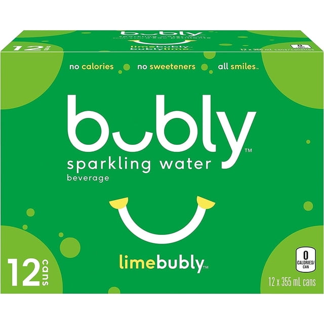 Bebida de agua con gas Bubly Lime, latas de 355 ml, paquete de 12, lima, 4260 mililitros