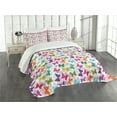 thumbnail image 3 of Ambesonne Butterfly Quilted Bedspread Set 3 Pcs, Vibrant Floral Happy, Queen Size, Multicolor, 3 of 5