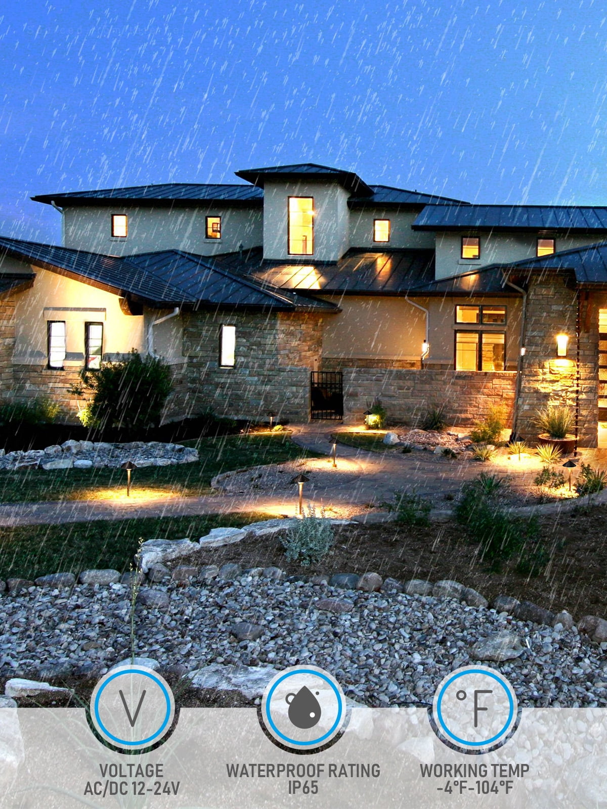 12 Pack 5CCT Low Voltage LED Landscape Pathway Light, Outdoor Lawn Lights, IP65 Waterproof, 12-24V AC/DC 5W
