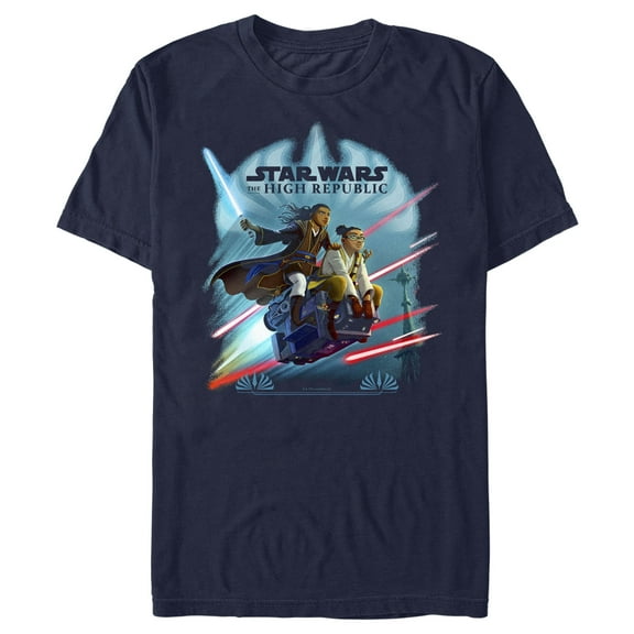 Men's Star Wars The High Republic Race to Crashpoint Tower  Graphic Tee Navy Blue Medium