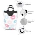 thumbnail image 4 of Waterproof Collapsible Laundry Hamper, Light Colored Floral Pattern Aluminum Handle Laundry Bag Storage Basket, 50L, 4 of 6