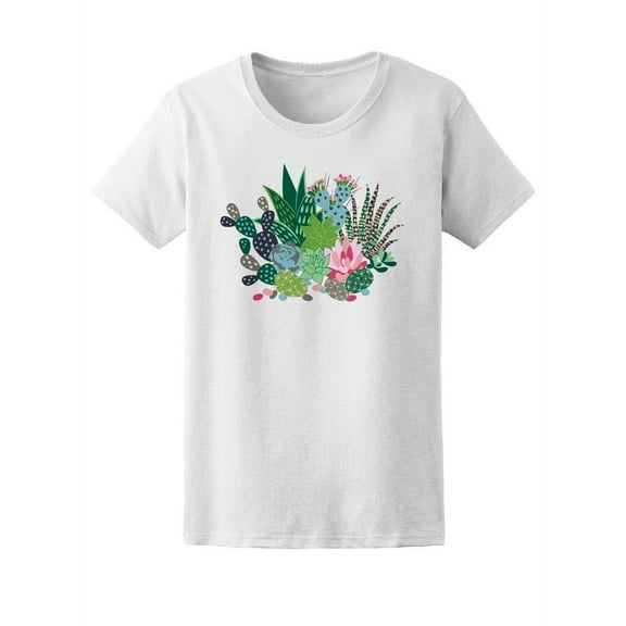 Beautiful Floral Cactus Collage T-Shirt Women -Image by Shutterstock, Female Small