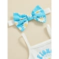 thumbnail image 5 of Bagilaanoe Newborn Baby Girl Summer Rompers Dress Floral Print Sleeveless Bodysuits + Headband 3M 6M 9M 12M 18M Infant Patchwork A-line Dresses, 5 of 7