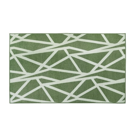 My Magic Carpet 3'x5' Machine Washable Non-Slip Kitchen Entryway Rug - Intersections Juniper Green