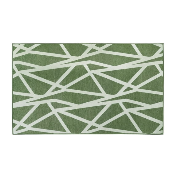 My Magic Carpet 3'x5' Machine Washable Non-Slip Kitchen Entryway Rug - Intersections Juniper Green
