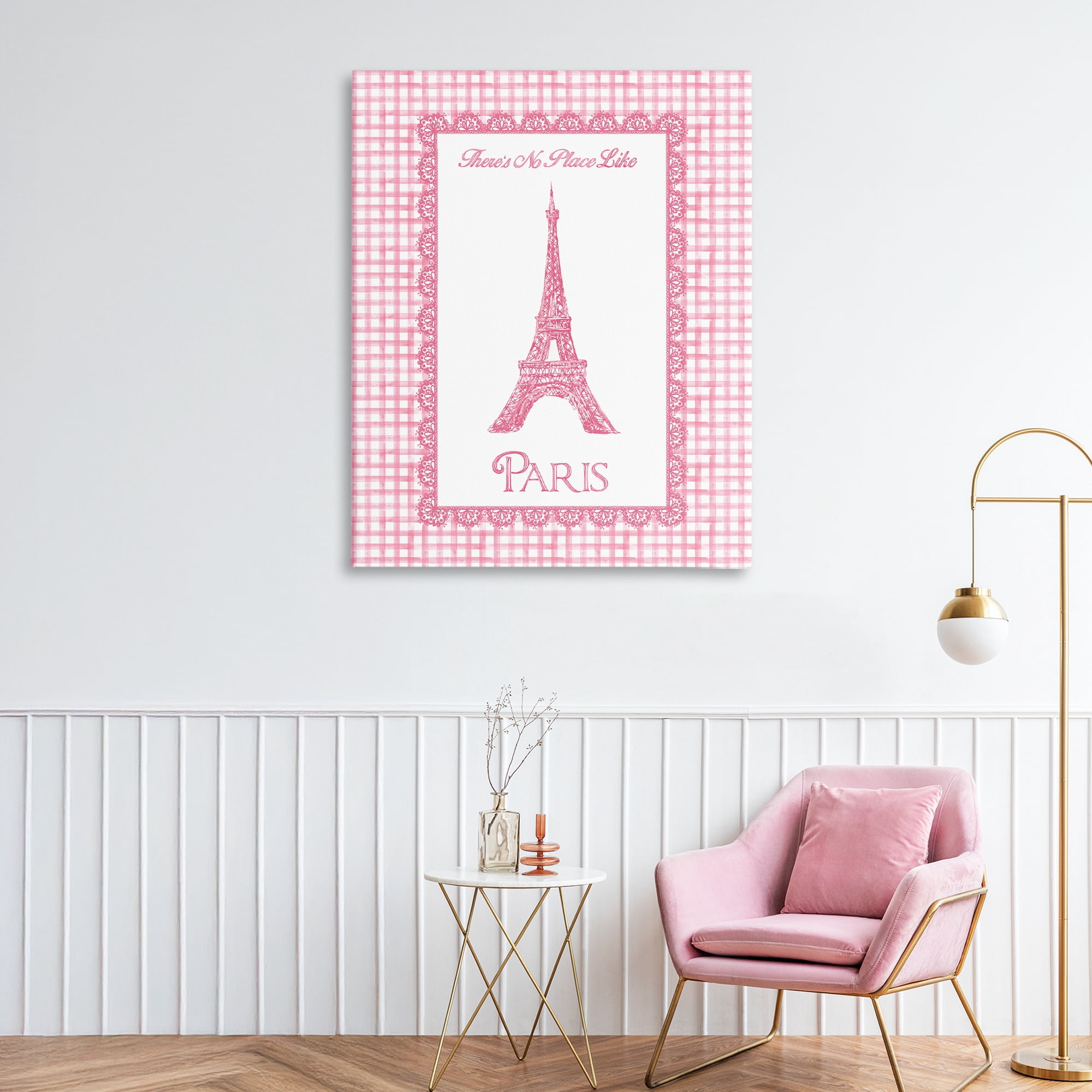 Stupell Industries No Place Like Paris Pink Lace Canvas Wall Art, design by Conrad Knutsen