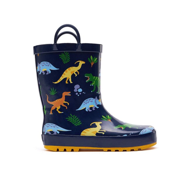 K Komforme Rubber Kids Rain Boots Dinosaurs Park Rain Boots for Little Boys Sizes 12