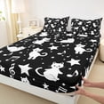 thumbnail image 3 of Manfei Teens Cartoon Cat Twin Sheet Sets for Teen, Galaxy Stars Print Twin Fitted Sheet, Kawaii Kitten Animal Flat Sheet, Breathable Home Decor, 3 Pieces, 3 of 7