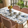 thumbnail image 3 of Spring Blue Floral Table Cloths for 4 Foot Rectangle Tables, Country Garden Wildflowers Botanical Patio Waterproof Elastic Fitted Tablecloths, Washable Rectangular Table Cover for Camping, 3 of 8