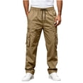 thumbnail image 5 of Aezemi Men Straight Leg Cargo Pants with Multiple Pockets Lightweight Fashion Elastic Waist Pull on Hiking Pants Drawstring Trendy Workout Outdoor Trousers L, 5 of 9