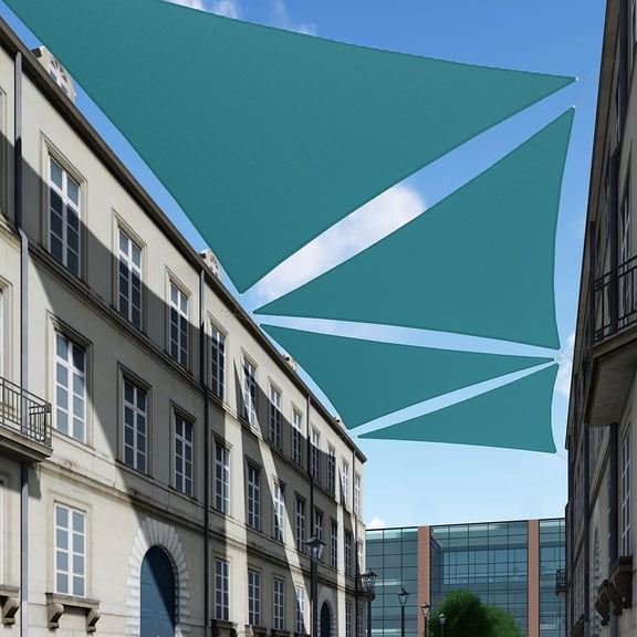 MISSMILE 20 ’ X 20 ’ X 20 ’ Sun Shade Sail Triangle Shade Canopy Patio Cover Uv Block Permeable Cloth Fabric for Pergola Backyard Porch Deck Garden Carport Awning Outdoor Activity,Turquoise