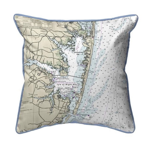 Betsy Drake ZP12211FI 22 x 22 in. Fenwick Island to Chincoteague Inlet, VA Nautical Map Extra Large Zippered Indoor & Outdoor Pillow