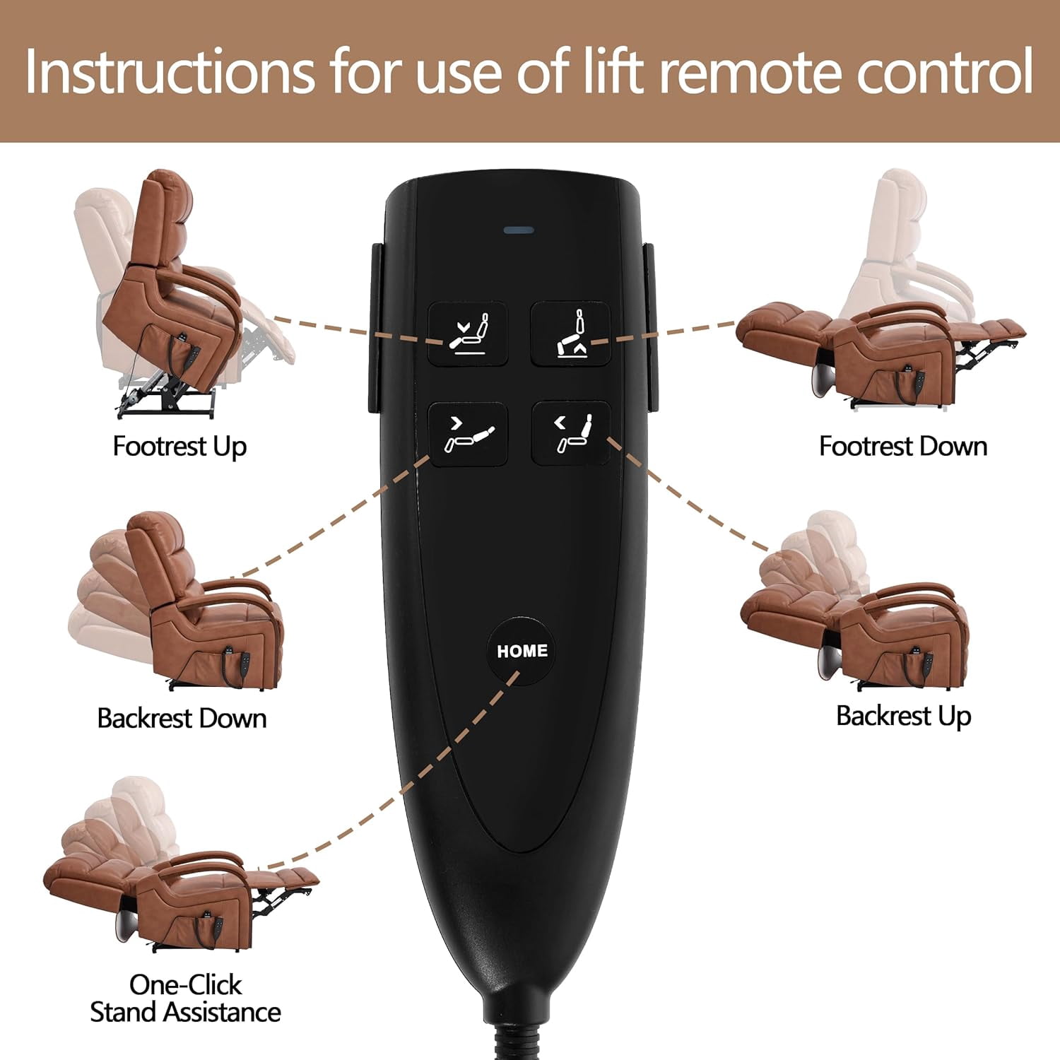 Power Lift Recliner Chair for Elderly People, Dual Motor Lift Chair with Vibration Massage and Heat, Lay Flat Recliner with Solid Wood Armrest, Standing Assistance Reclining, Faux Leather