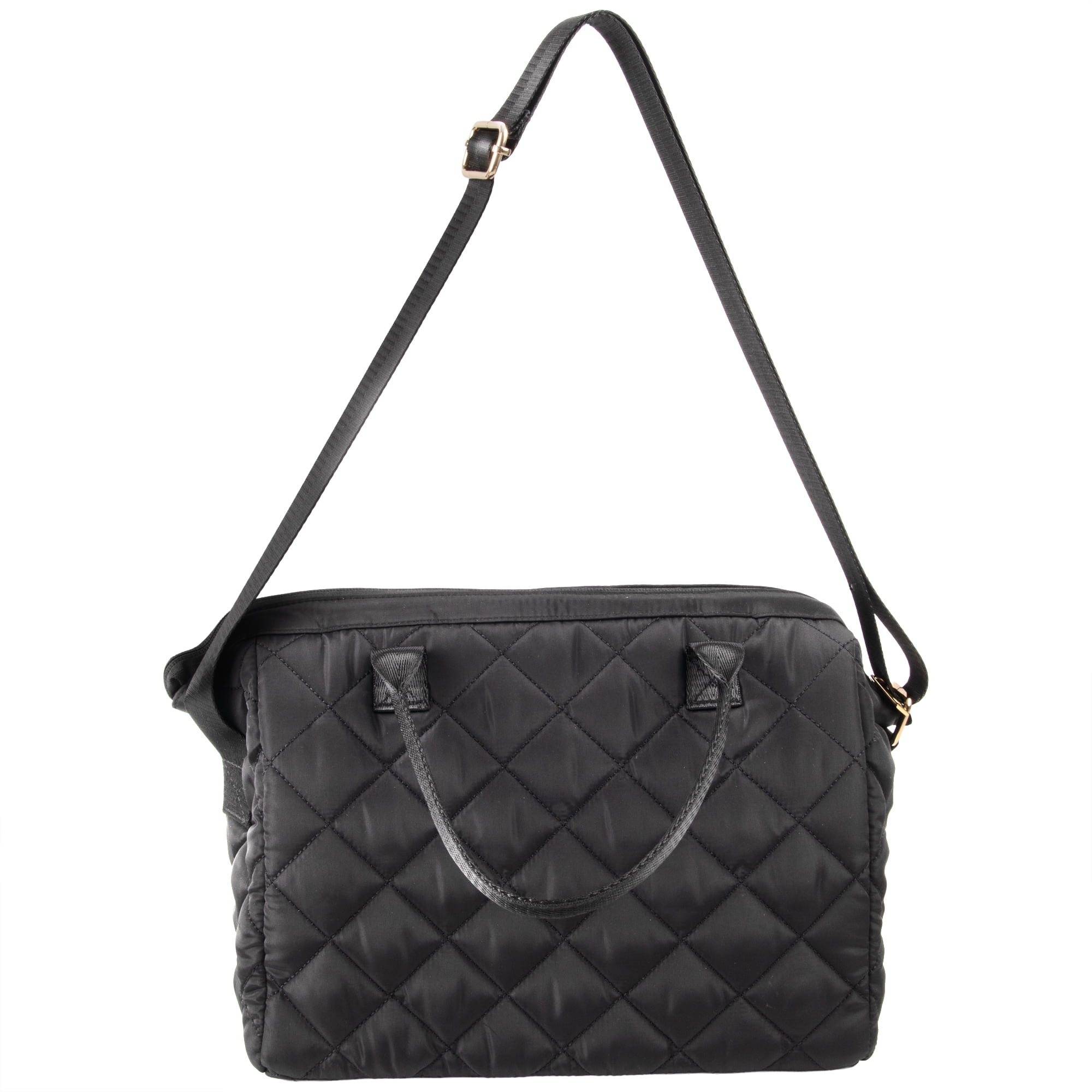 Jessica Simpson Women's Quilted Insulated Reusable Cooler Lunch Bag Crossbody Tote with 2 Food Containters for Work, Travel, Commute, Recreation, Beach and Picnic in Black