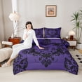 thumbnail image 4 of Homewish Spooky Gothic Skeleton Bedding Comforter Set,Ancient Baroque Print Twin Comforter Sets,Black Purple Bedding Set For Boys Girls,Breathable Home Decor Reversible,2pcs, 4 of 8