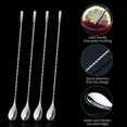 thumbnail image 2 of Juego de 4 cucharas de cóctel de acero inoxidable, cucharas para mezclar, mango largo en espiral, cucharas de ginebra para Martini, cafetería, bar, cucharas de cóctel, batidoras, agitadores de cóctel, 2 of 5