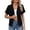 Black, variant on Women's Solid Color Waffle Knit V Neck Short Sleeve Cardigan, Button Down Lightweight Open Front Cropped Blouse, Breathable and Soft for Summer Daily Wear or Airy Layering over Dresses Navy