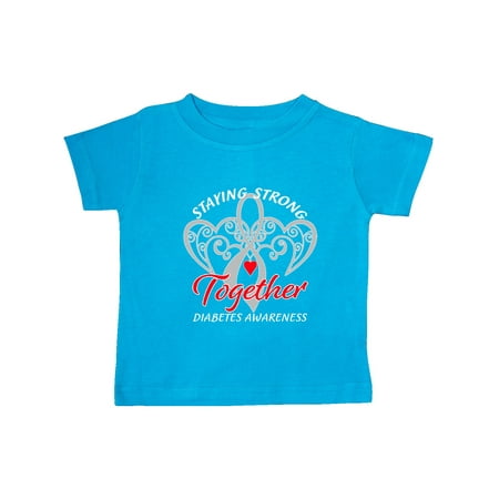

Inktastic Diabetes Awareness Gray Ribbon Red Heart Gift Baby Boy or Baby Girl T-Shirt