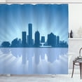 thumbnail image 1 of Ambesonne Wisconsin Shower Curtain, Retro Milwaukee Skyline, 69"Wx84"L, Sky Blue Purpleblue, 1 of 3