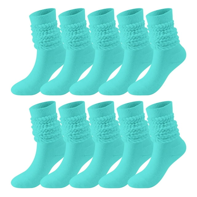 5 Pairs Soild Color Socks Women Thigh High Boot Socks Soft Scrunch Socks