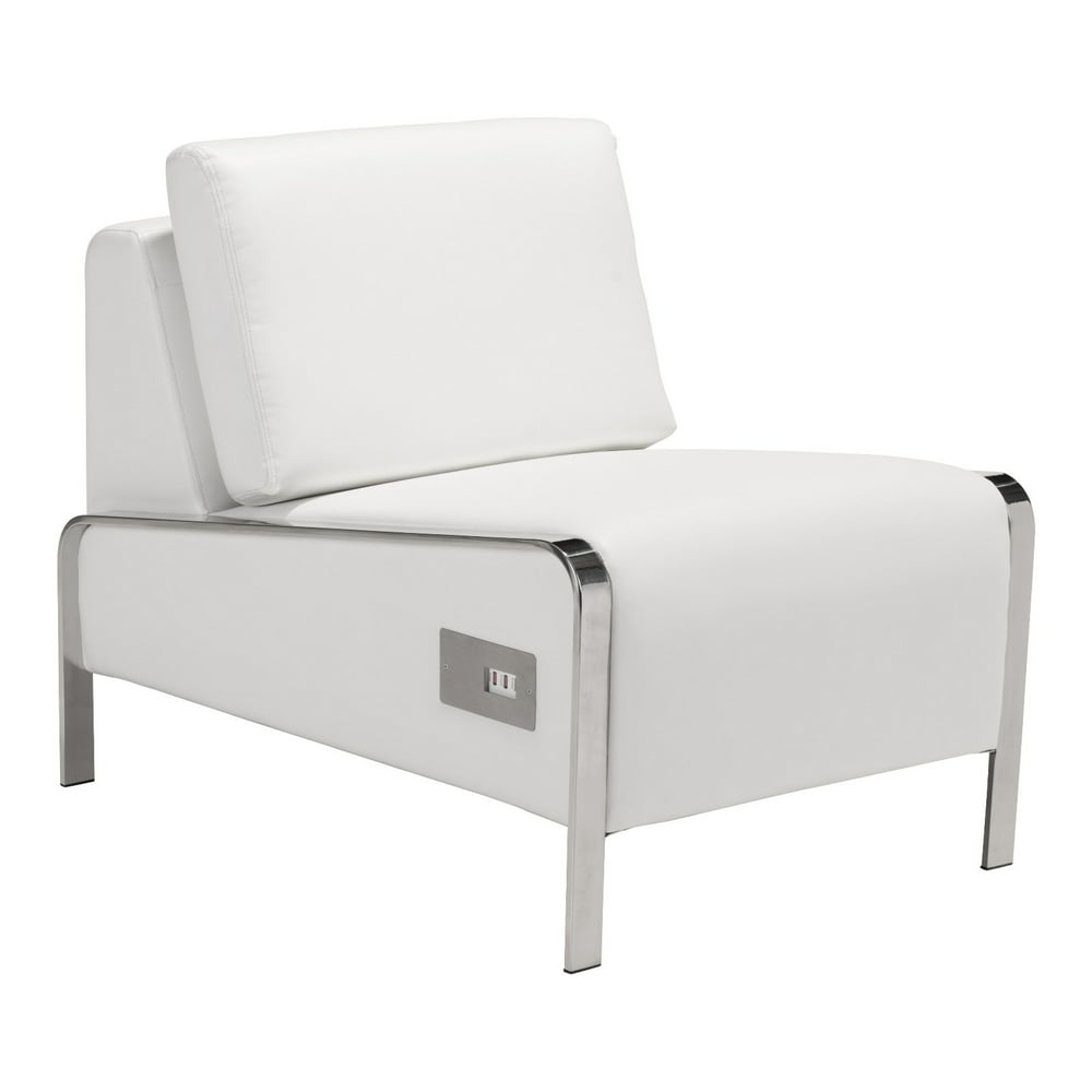 Modern Contemporary Urban Living Room Office Lounge Chair, White - Faux