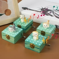 Viflosae Music Toys Early Learning Educational Mini Animals Block Music Box Wooden Rotating Music Box Children's Toy Accessories Boys and Girls' Holiday Birthday Gifts