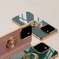 thumbnail image 4 of Compatible with iPhone 13 Mini Ring Holder Stand Case Glitter Plating Rose Gold Edge 360 Rotation Kickstand for Women Slim Soft Flexible TPU Protective Cover Case - 5.4 Inch (2021), Green, 4 of 8