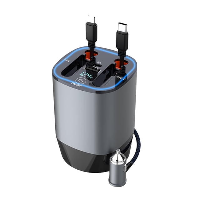 Bsvklp Cargador Coche Retráctil 4 en 1 Toma Corriente 100W (Desodorante para Apple+Tipo C)