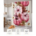 thumbnail image 7 of Fall Shower Curtain Pink Pumpkin Bathroom Curtains with Hooks, Waterproof Fabric Autumn Maple Leaves Beige Thanksgiving Bath Shower Curtains Set for Bathroom Bathtubs Decor 36x72 Inch, 7 of 7