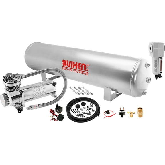 Vixen Air Suspension Kit for Truck/Car Bag/Air Ride/Spring. On Board System- 200psi Compressor, 5 Gallon Tank. For Boat Lift,Towing,Lowering,Leveling Bags,Onboard Train Horn,Semi/SUV VXO4852GCF