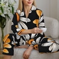 thumbnail image 6 of Picia Yellow White Daisy Pattern Pattern Women’s Long-Sleeve Sleepwear Set - Soft 2-Piece Loungewear with Pockets, Comfy PJs for Relaxing Nights-Medium, 6 of 7