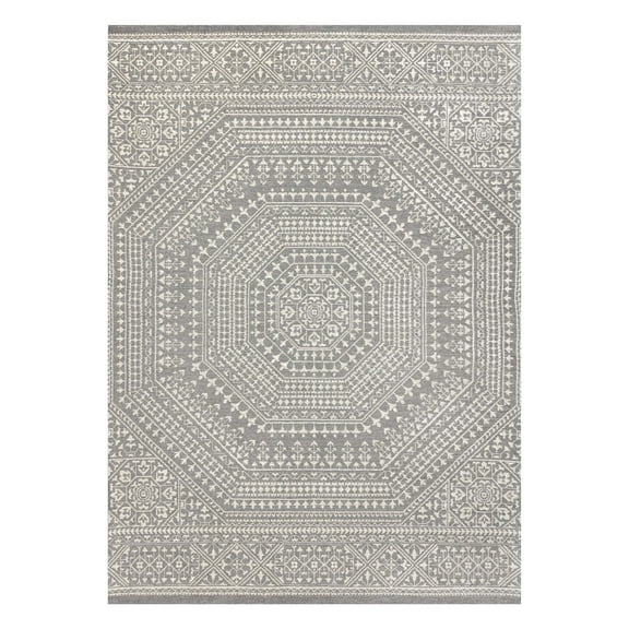 Mainstays 7'x10’ Woven Gray Medallion Outdoor Rug