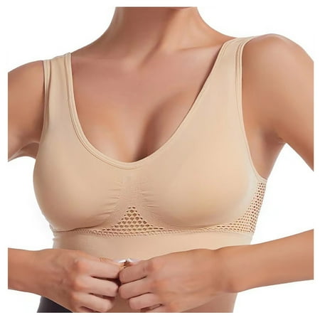 

Women s Solid Color Hollow Out Breathing Holes Plus Size Bra Yoga Sports Underwear