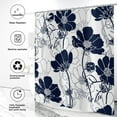 thumbnail image 3 of Navy and White Floral Shower Curtain, Abstract Aesthetic Flower Botanical Sketch Print Bathroom Curtain for Bathtub Home Decor Waterproof Fabric Machine Washable with Hooks, 3 of 6