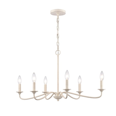 Open Box ELK Home Quinn 6-Light 1-Tier Transitional Alloy Steel Antique White Chandelier