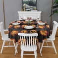 thumbnail image 2 of Halloween Jack Lanterns Pattern Round Tablecloth 60"x60",Wrinkle Wipeable Table Cloth for Kitchen Dining Room Picnic Patio Party, 2 of 6