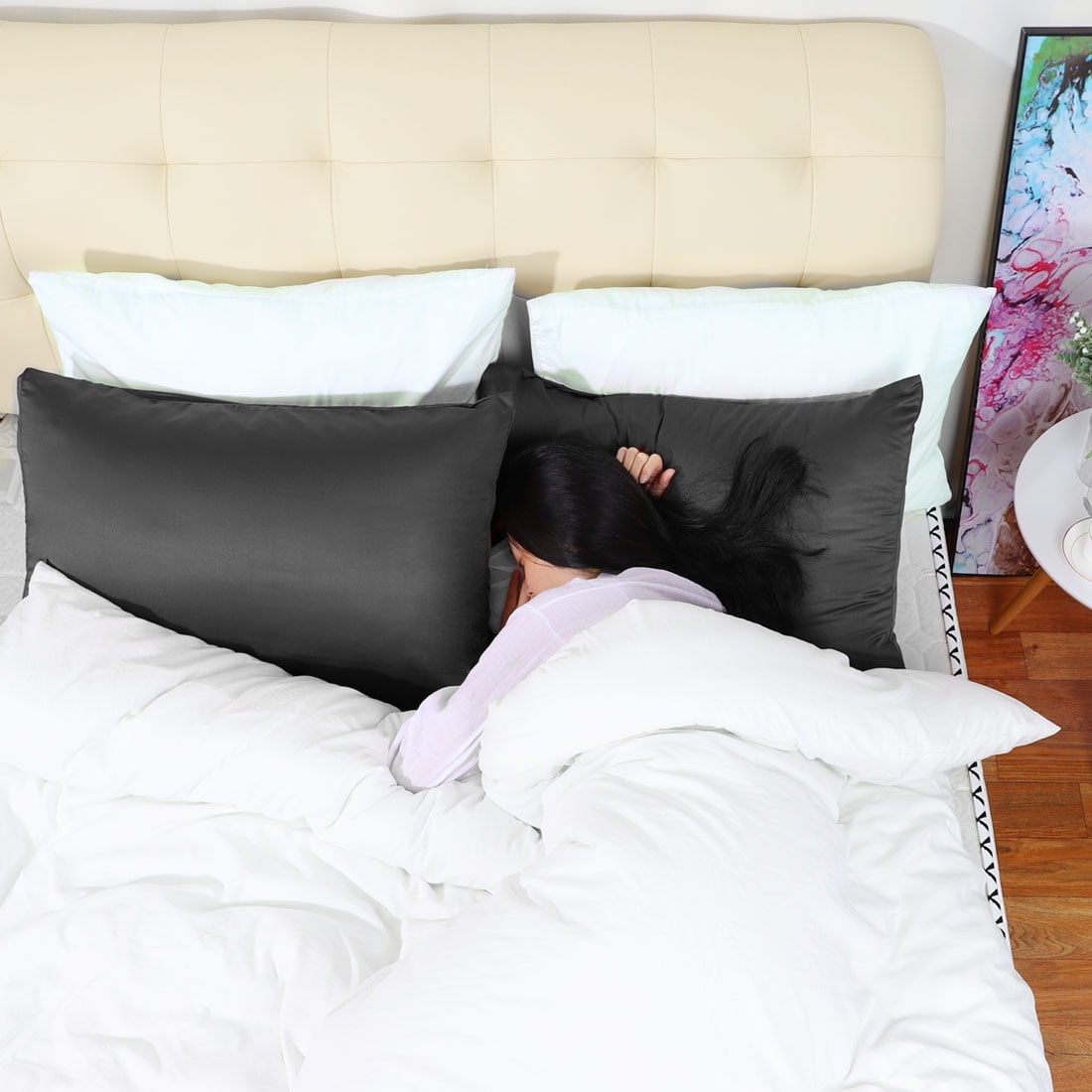Details about   Standard Queen King Satin Silky Fiber Pillowcase Pillow Case Cover Home Bedding 