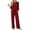 Wine, variant on Women 2 Piece Lounge Sets Casual Ribbed Knit Long Sleeve Shirts Top Pants Loungewear Fall Outfits with Pockets