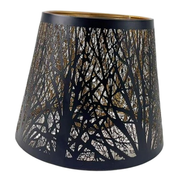 Pantalla metálica decorativa para lámparas de pie y de mesa en restaurantes. Negro grande