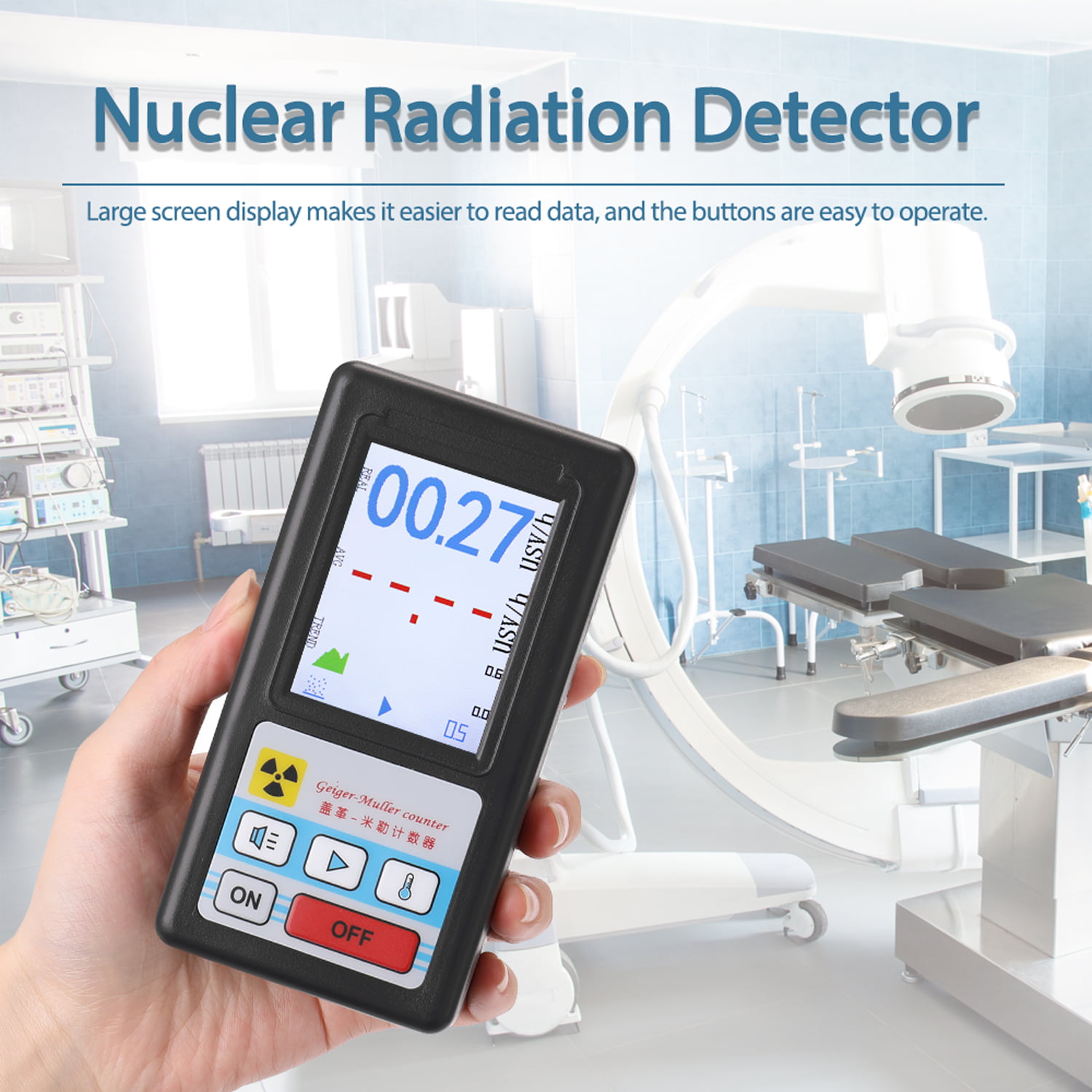 Geiger Counter Nuclear Radiation Detector Beta Gamma X-ray Tester Dosimeter Tool