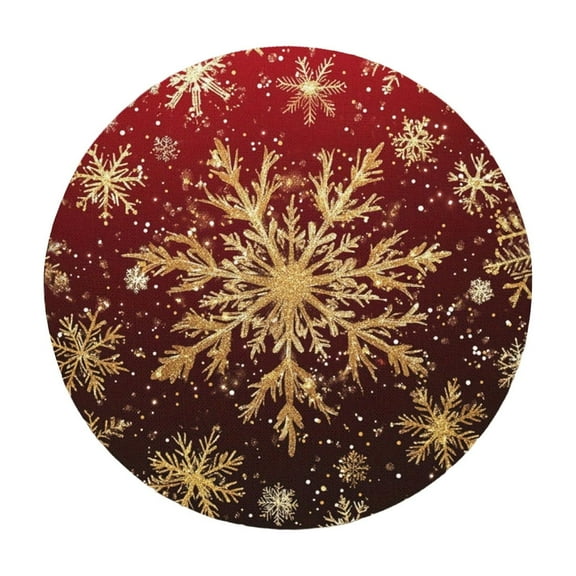 Christmas Round Placemat, Various Pattern Kitchen Dining Table Heat Insulation Washable Place Mats Decor for Holiday Party (Red)