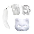 thumbnail image 1 of Conjunto de máscara y cola de animal Lindos animales de cosplay Fiestas temáticas Conjunto de disfraz de zorro Pata blanco, 1 of 9