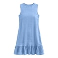 thumbnail image 3 of Fashion Summer Dress for Women Sleeveless Round Neck Casual Loose Fit Solid color Flowing hem Mid Dress for All Occasions Daily Date(BU1,L), 3 of 5